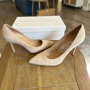 Manolo Blahnik 70mm Nude Suede Heels